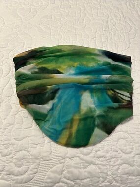 WFFS Green Blue Tie-Dye Effect Crop Tube Top